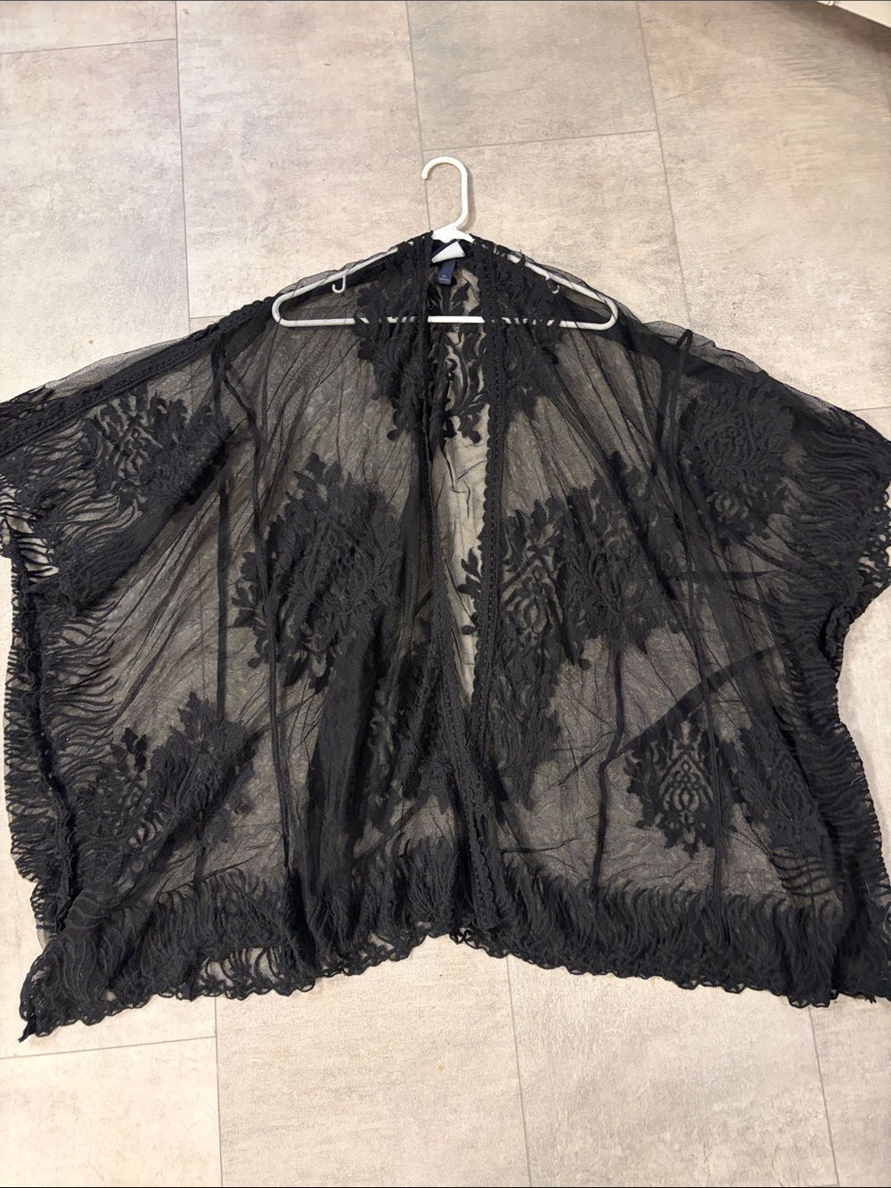 Day trip Black Sheer Lace Kimono Cardigan - Women's Lightweight